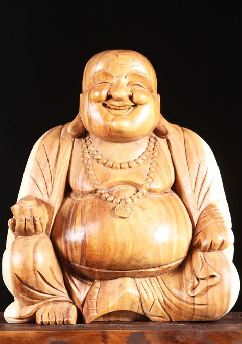 Statue Of The Day Wooden Fat Buddha Of Prosperity Sculpture 24