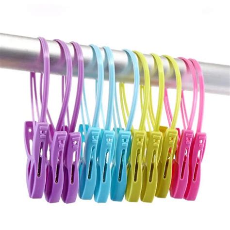 12pcs plastic clip multifunction windproof non slip clothes pegs with ring rope belt socks clip