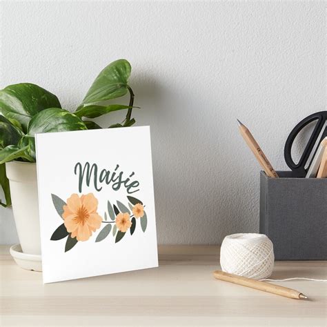 Maisie Name With Pretty Flowers Art Board Print By Prettyartwork