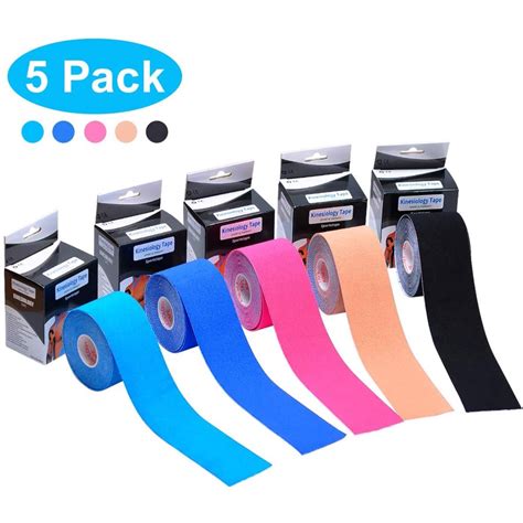 5 Pcs Kinesiology Tape Latex Free Breathable Water Resistant Elastic