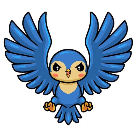 Premium Vector Cute Little Blue Bird Cartoon Flying