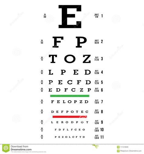 Eye Test Chart Vector Letters Chart Vision Exam Optometrist Check