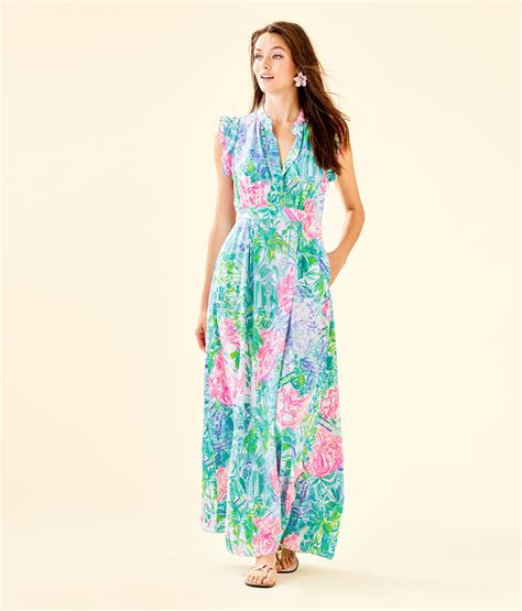 lilly pulitzer palm beach silk maxi dress in multi bohemian queen modesens