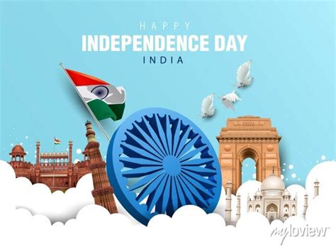 Happy Independence Day India 15th August Indian Monument And Posters For The Wall • Posters