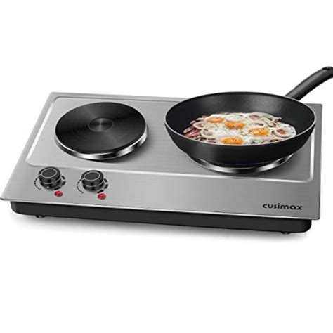 Cusimax 1800w Double Hot Plate Stainless Steel Countertop Burner