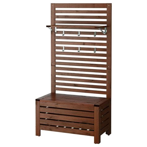 ÄPPLARÖ Bank+Wandpaneel mit Bord/außen - braun las. - IKEA