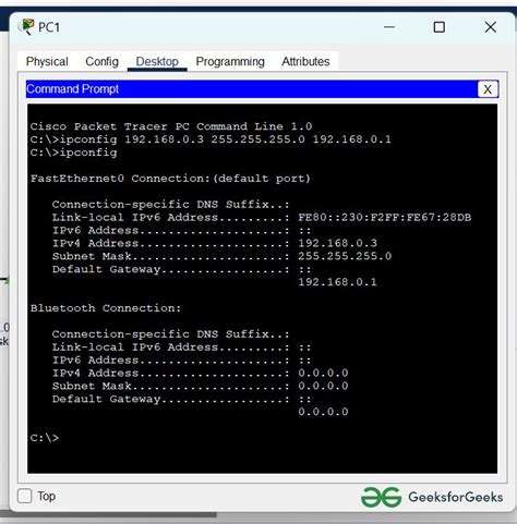 Setting Ip Address Using Ipconfig Command Geeksforgeeks