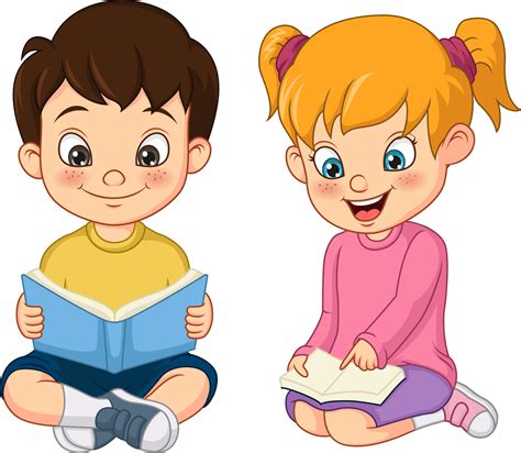 Cute Little Boy And Girl Students Reading A Book Together 5112705