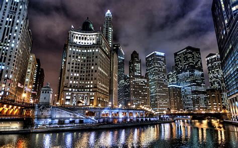 Wallpaper Kota Pemandangan Malam Chicago Amerika Serikat 3840x2400
