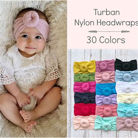 New Nylon Baby Headband Turban Newborn Baby Girl Boy Round Knot Elastic