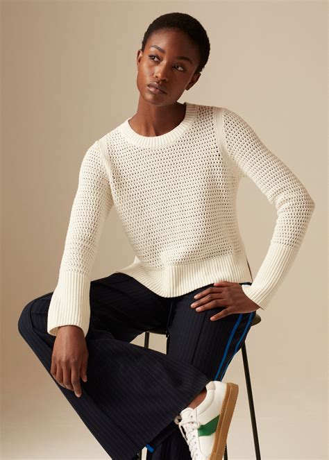 Cotton Textured Sweater Soft White