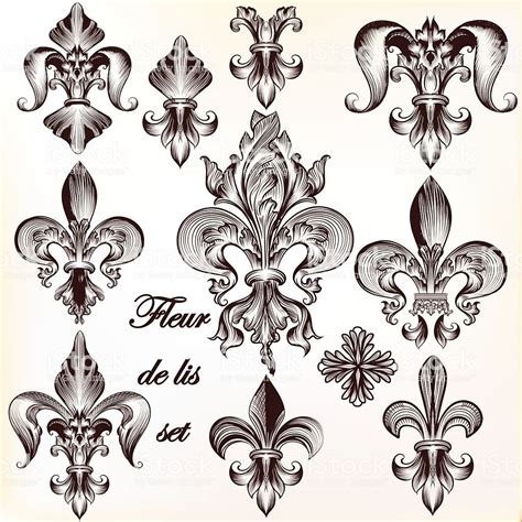 Noir et blanc lys illustration de dessin vectoriel. Collection of vector royal fleur de lis for design | Fleur ...
