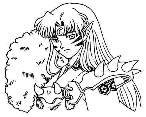 Sesshomaru With Sword Coloring Page Anime Coloring Pages