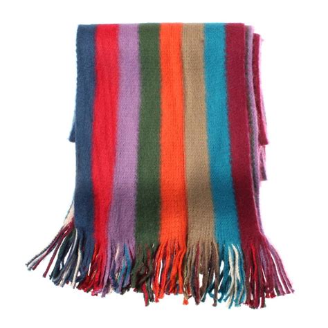 Mens Reversible Bright Rainbow Coloured Stripe Scarf Ebay