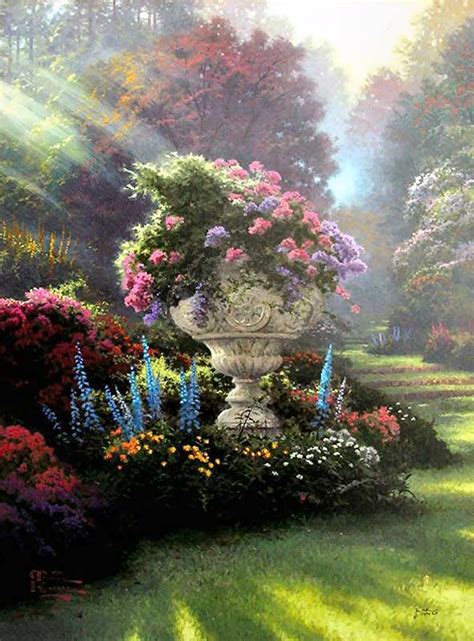 Garden Of Hope Gardens Of Light Ii Thomas Kinkade 24x18 Signed And