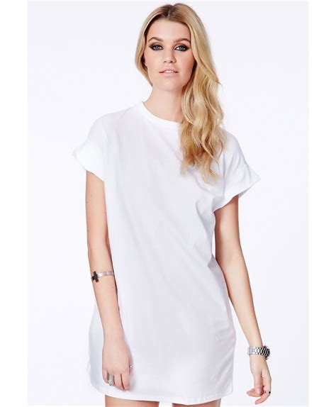 Missguided Davina Oversized T Shirt Dress In White Lyst