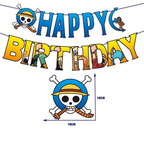 One Piece Luffy Balloon Banner Cake Toppers Birthday Decorations One