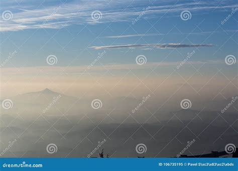 Misty Mountain Peaks Over The Clouds Stock Image Image Of Wind