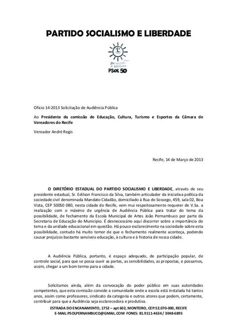 Oficio 14 2013 Solicitação De Audiência Pública Sobre Escola Municipa