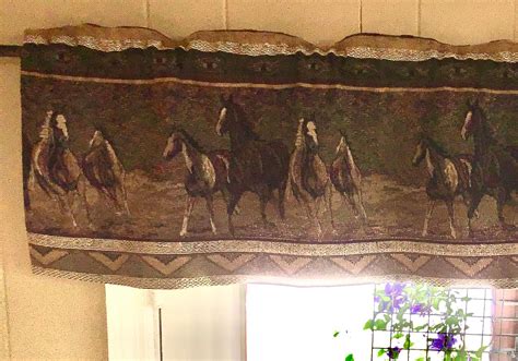Tapestry Horse Valance Rustic Cabin Decor Western Wild Horse Etsy