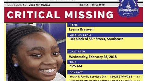 Dc Police Searching For Missing 13 Year Old Girl