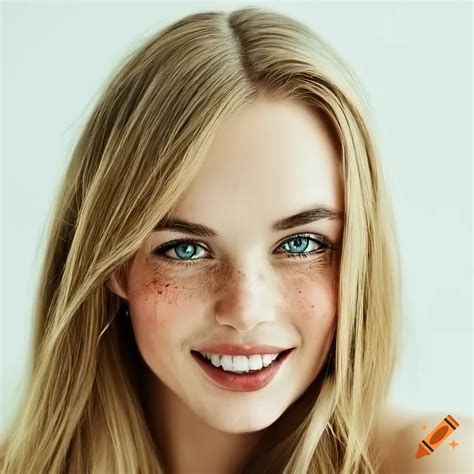 Portrait Of A Young Woman With Freckles And Blonde Hair On Craiyon