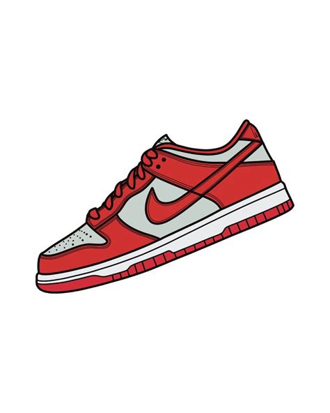 A Simple Drawing Of A Red Nike Dunk Low Trainer Shoes Wallpaper Nike