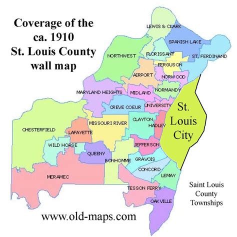 St Louis County Missouri Ca 1910 Old Wall Map With Etsy