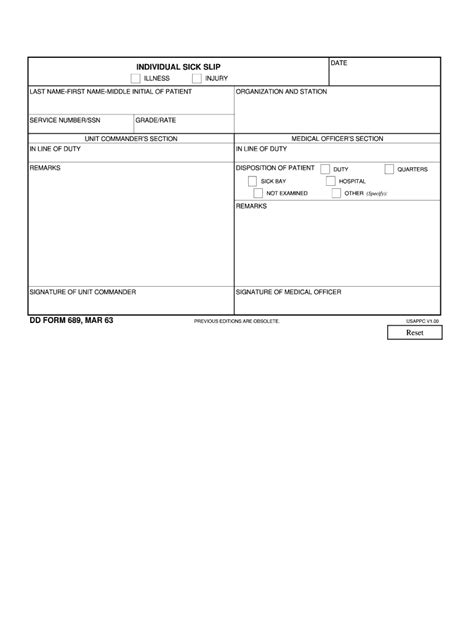 Army Sick Call Slip 2017 Fill Online Printable Fillable Blank