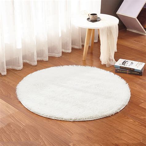White Color Round Rug Carpet Living Room Carpet Kids Room Rugs Soft And