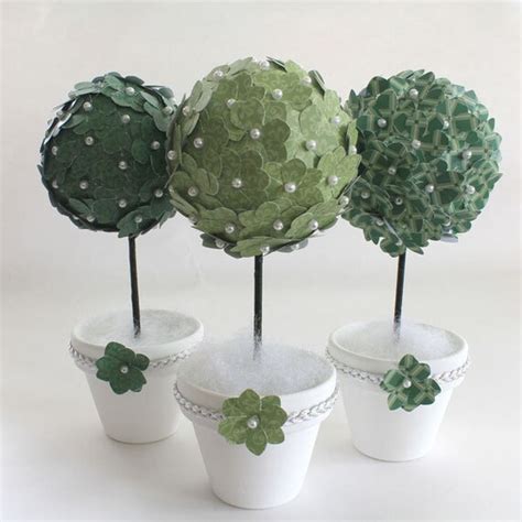 Paper Flower Topiary Holiday Table Decor Paper Hydrangeas Set Etsy
