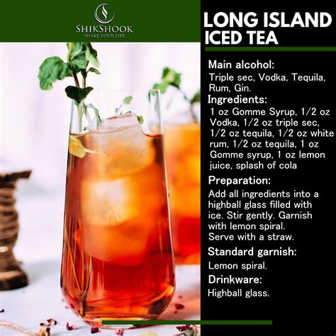 Long Island Iced Tea 🍸 🌟 Main Alcohol Triple Sec Vodka Tequila Rum Gin 🌟 Ingredients 1