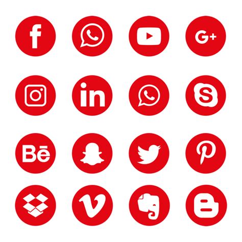 Red Social Media Icons Set Logo Symbol Logo Clipart Social Icons