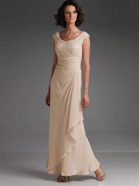 Buy Fashion Ankle Length Maxi Champagne Lace Chiffon Mother Of The Bride