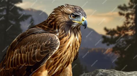 Premium Ai Image Photo Realistic Hawk Wallpaper With Soft Brushstroke