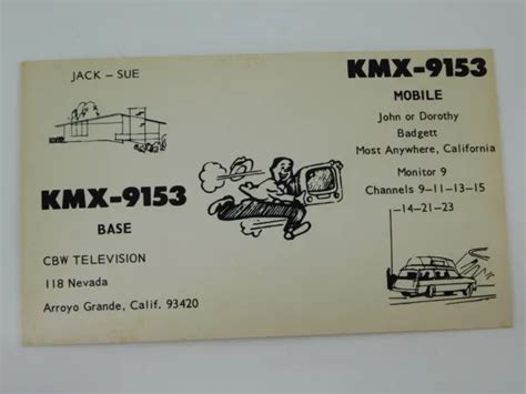 Vintage Amateur Ham Radio Qsl Postcard Card Kmx 9153 Cbw Television Calif 945 Picclick