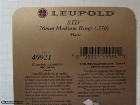 LEUPOLD STANDARD 26MM MEDIUM HEIGHT SCOPE RINGS