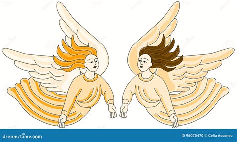 Christian Angels Flying Stock Illustration Illustration Of Cartoons