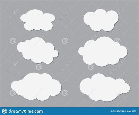 A Set Of White Clouds Clip Arts On Dark Gray Background Vector Stock