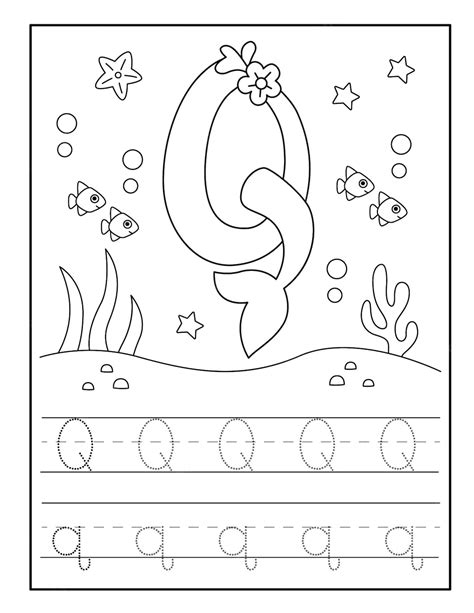 Premium Vector Tracing Alphabet Worksheet With Cute Mermaid