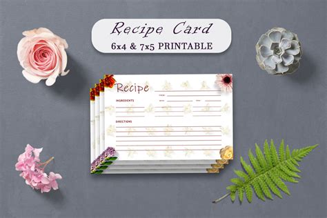 Vintage Floral Recipe Card Template Free Download