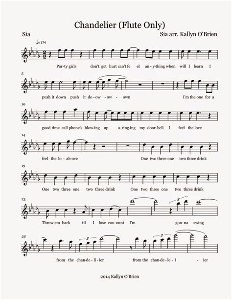 Flute Sheet Music Chandelier Sheet Music