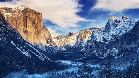 Yosemite Valley Snow Sunset 4k Ultra Hd Desktop Wallpaper