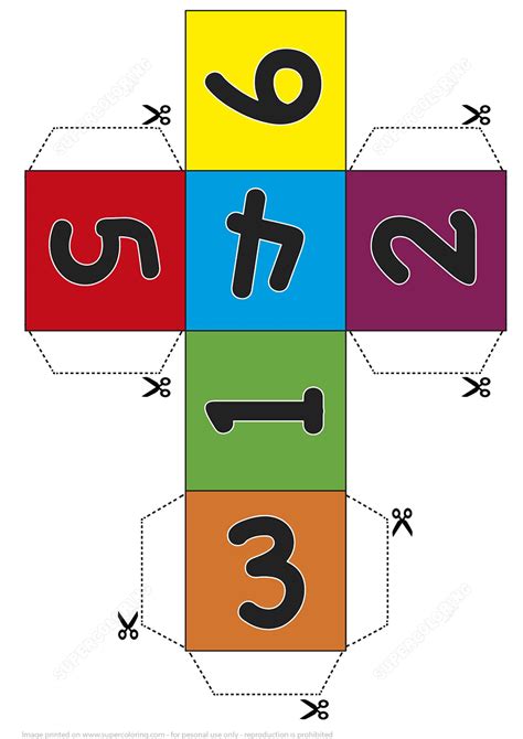 Paper Dice Cube Template With Numbers Free Printable Papercraft