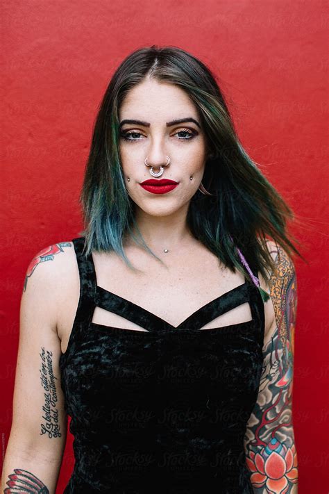 Portrait Of A Punk Rock Woman With Tattoos By Stocksy Contributor Kristen Curette And Daemaine