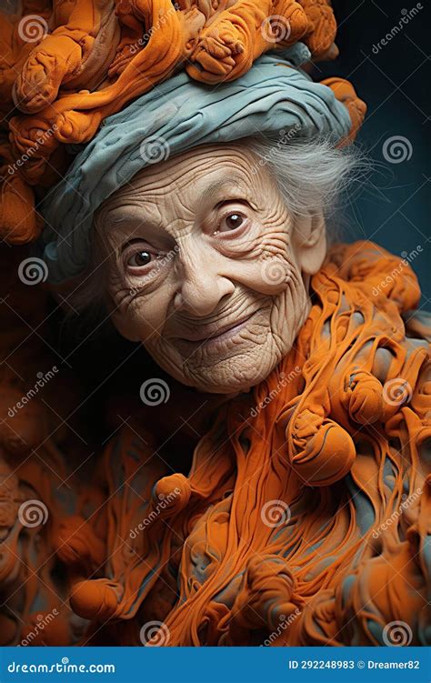 Portrait Of A Very Wrinkled Old Woman Studio Lighting Stock