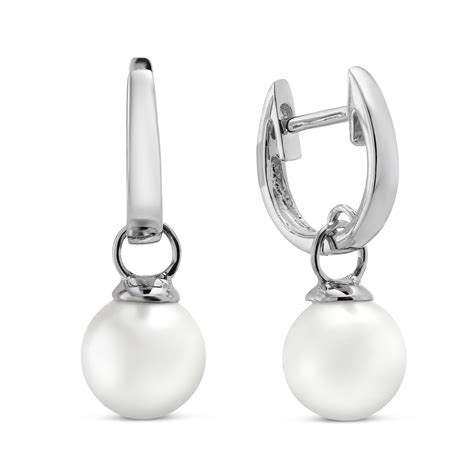 White Cultured Pearl Drop Earrings In White Gold Borsheims