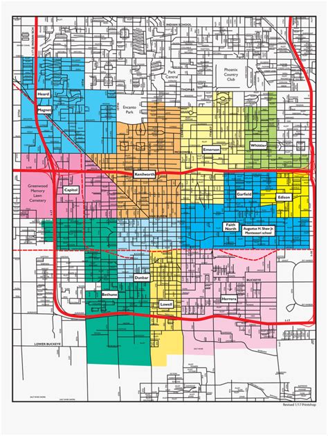 Map Of District Schools And Their Boundaries Phoenix Arizona School