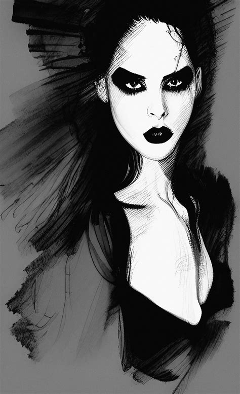 Gothic Queen Art Bw Ink Free Stock Photo Public Domain Pictures