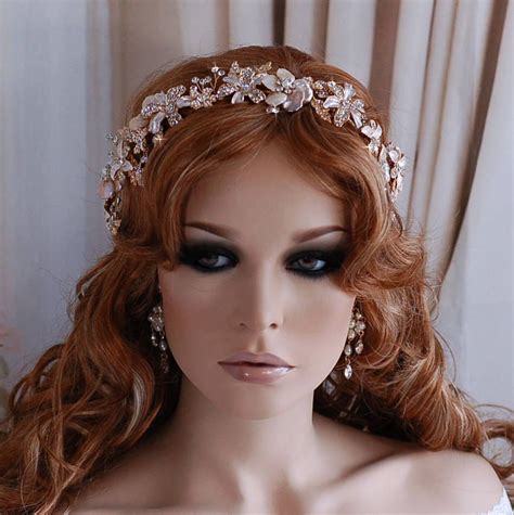 Rose Gold Bridal Headpiece Vine Hair Wreath Head Piece Accessory